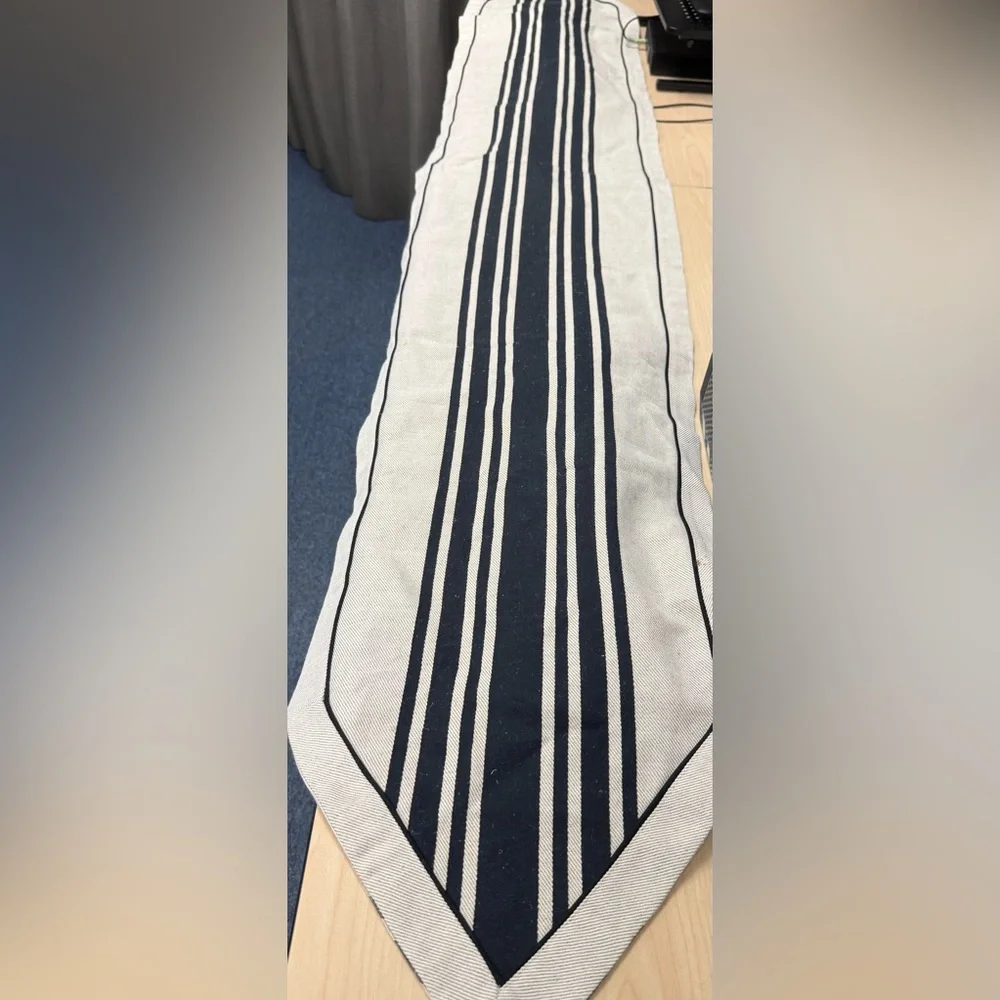 William Sonoma Table Runner Striped Black and Tan